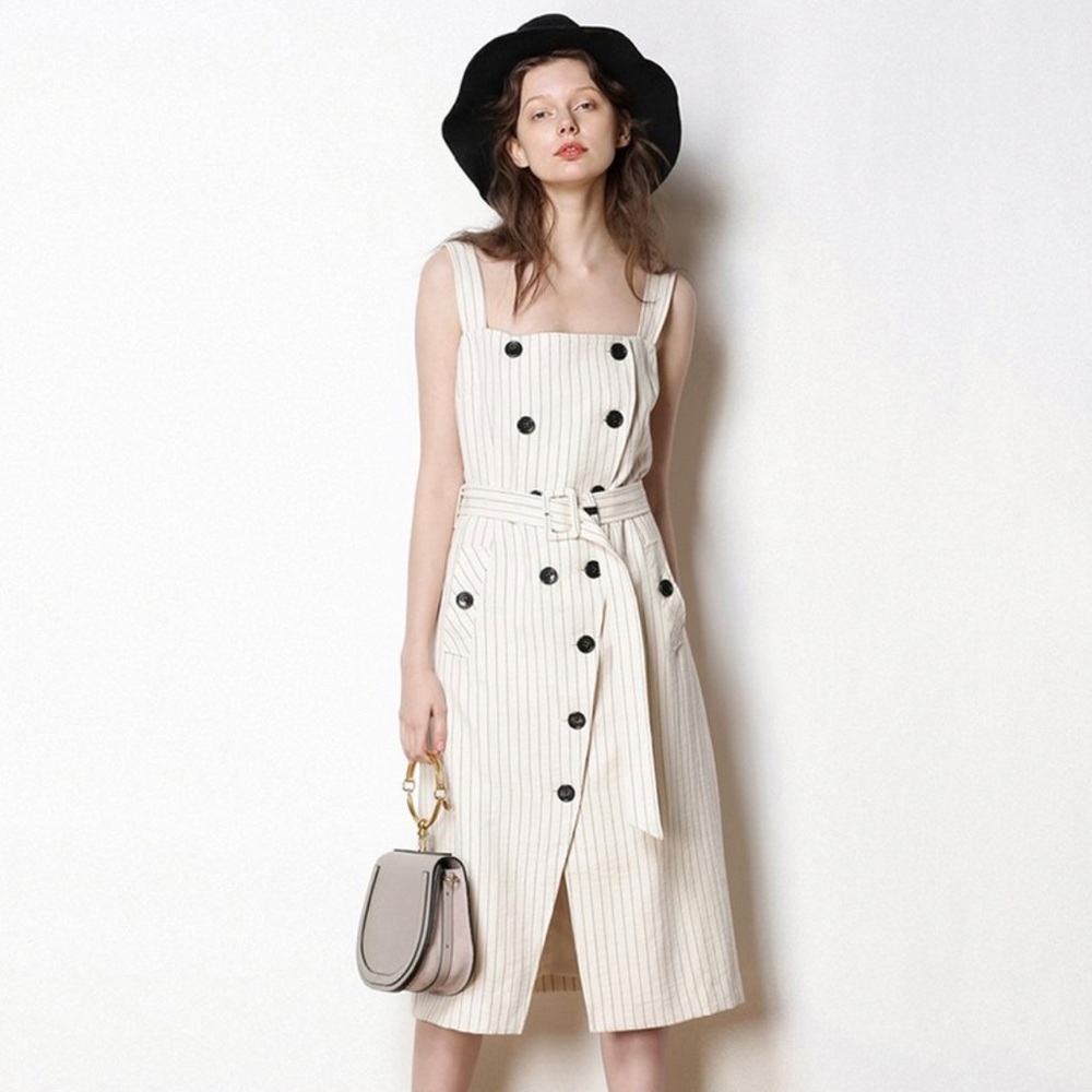 Elegant Cream Button-Down Dress